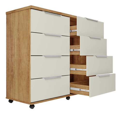 Cômoda 8 Gavetas Athenas Cor Cedro E Areia - Rud Rack