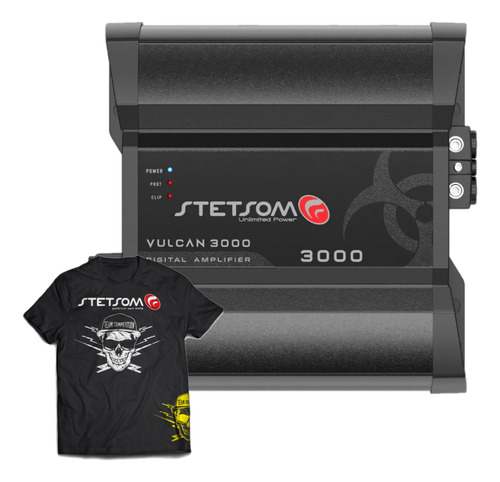 Módulo Stetsom Vulcan 3000w Rms 1 Ohm 1 Canal + Camiseta