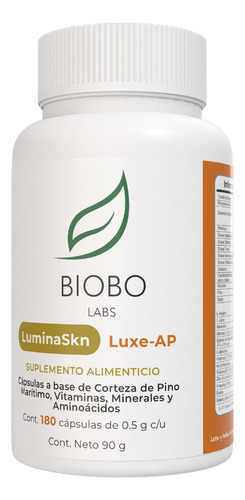 Biobo Labs LuminaSkn Luxe-AP pino maritimo 180caps Sabor Sin Sabor
