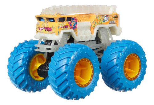 Carrinho Hot Wheels Monster Trucks Brilha No Escuro 5 Alarm