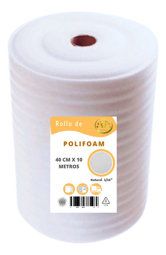 Polifoam Delgado Rollo Espuma Sustituto Burbuja 40cmx10mts