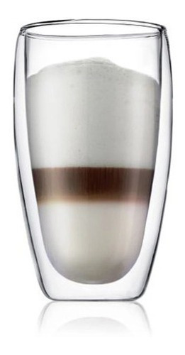 Vaso Doble Vidrio Para Café Y Bebidas Grande De 450ml Transparente