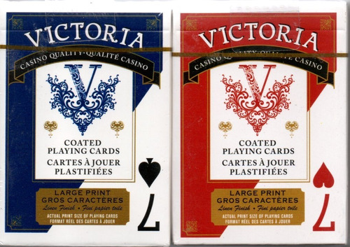 2 Barajas Poker Cartas Victoria Original Con Letras Grandes