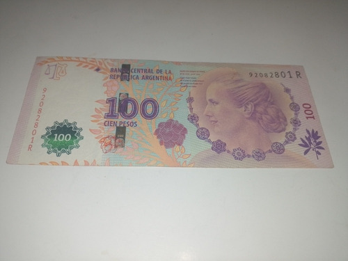 Billete Con Error De Impresión Eva Perón, Cien Pesos, Argent