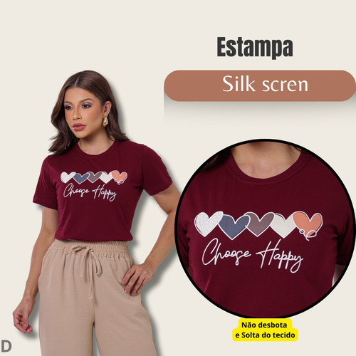 Blusinha Feminina T-shirt Confortável Fresquinha Delicada