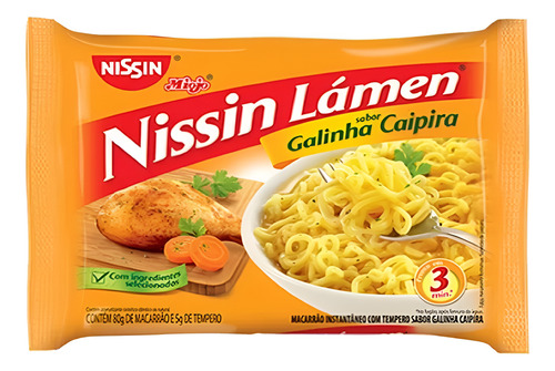 Miojo Nissin Lamen Galinha Caipira Caixa Com 10 Pacotes