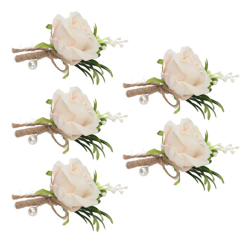 Boutonniere Con Forma De Rosa Para Boda, 5 Unidades, De Plás