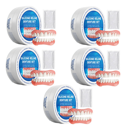 Paquete De 5 Dentaduras Postizas De Silicona Superiores E In