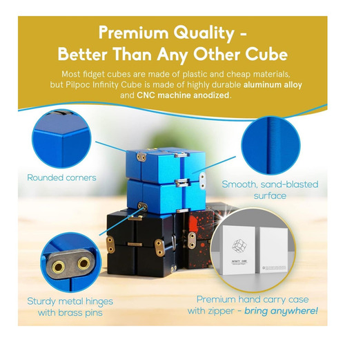 Rovzukct Cube Metal Infinity Cube Aluminio Bloque De Cubo De