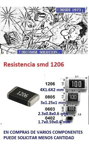 Resistencia Smd 1206 1/4w 5% 150k  X 100 Unid  Valor Oferta