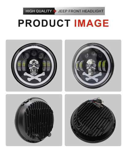 2 Faros Opticas Led Calavera 7 Pulgadas Universal Para Jeep