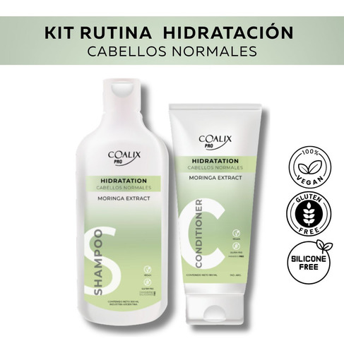 Kit Shampoo y Acondicionador Hidratation Coalix Pro Limpieza Hidratante Para Cabellos Normales Suavidad y Brillo Uso Diario Hidratacion