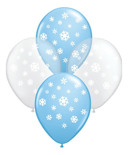 Globos Impresos De 12  Motivo Copos De Nieve X 25