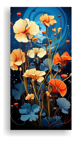 100x50cm Cuadro Hermoso Nasturtium Rojo Azul Neonoir Flores