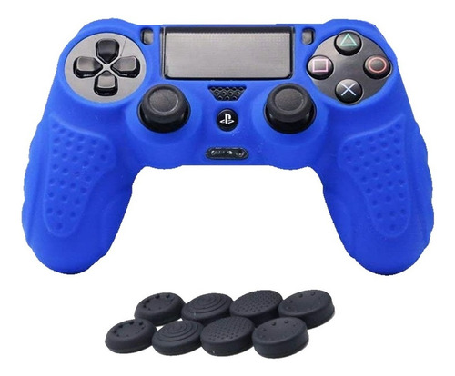 Ps4 Funda Expert Silicona Playstation 4 + 8 Grips Color Azul