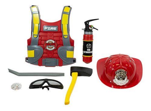 Set Bombero Fire Fighting En Caja Con Accesorios