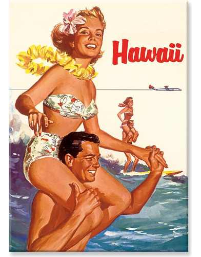 Hawaii - Imán Para Nevera (surfer Girl Surf Ocean Aloha Para