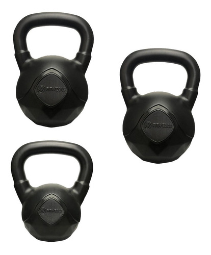 Set 3 Pesas Rusas De 6 Kg + 10 Kg + 12kg Fitnesas Kettlebell