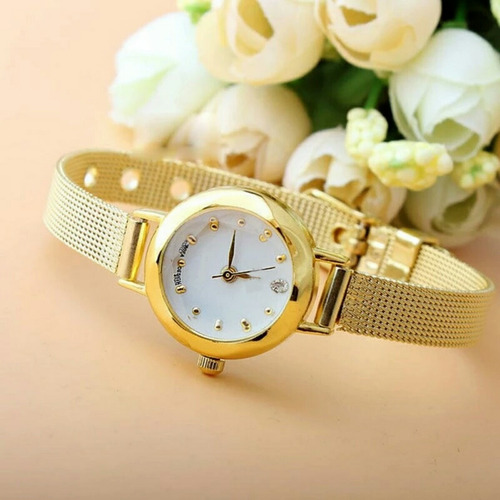 Reloj Pulsera Elegante Bañado En Oro