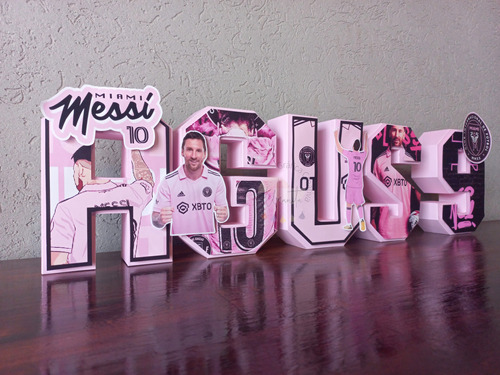 4 Letras 3d Inter Miami Messi Personalizado Candybar Cumple