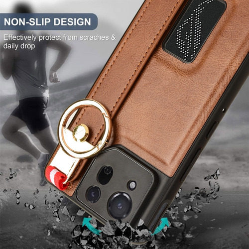 Para Funda De Piel Con Correa Marrón Para Asus Rog Phone 8