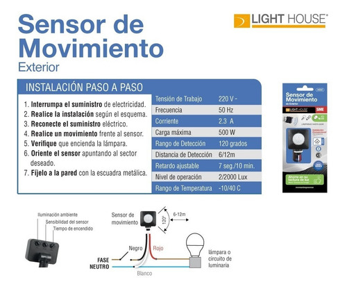 Sensor De Movimiento De Exterior Sme Light House