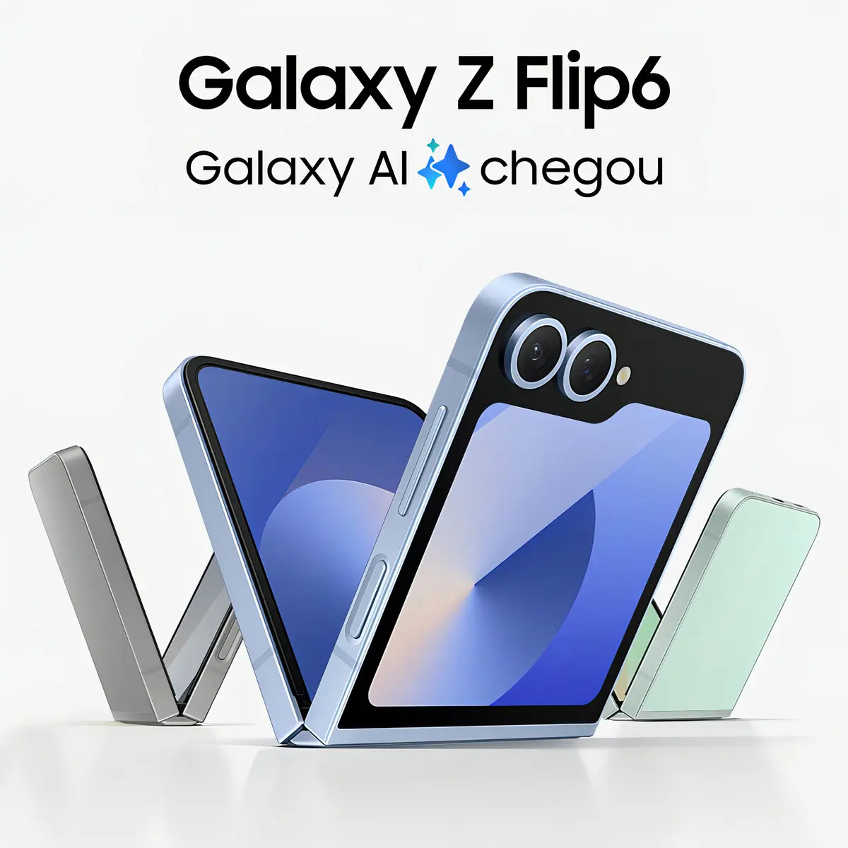 Smartphone Samsung Galaxy Z Flip6 5g, 512 GB, 12 GB de RAM. Dual+ Selfie de 50 megapíxeles, Galaxy Air Blue