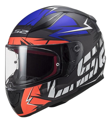 Casco Ls2 Integral Ff353 Rapid Cromo Azul Naranja Mate