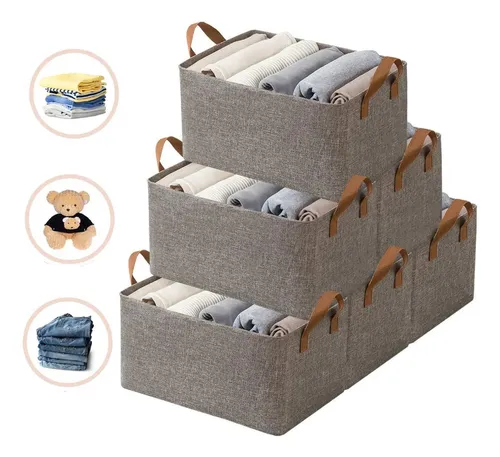 Kit 6 Cesto Caixa Organizadora Grande Dobrável