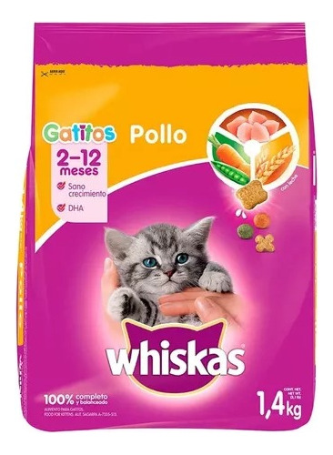 Alimento Whiskas Gatito Sabor Pollo Bolsa 1.4 Kg 2-12 Meses