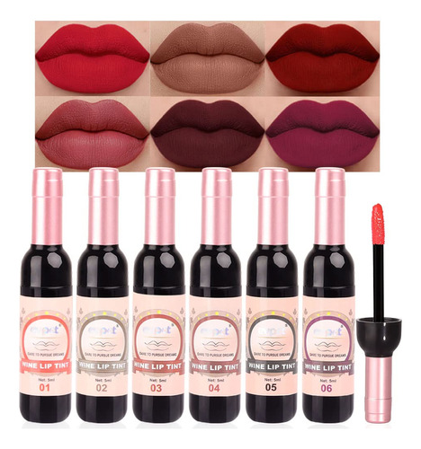 Juego De 6 Labiales Lquidos De Larga Duracin Para Mujeres; J