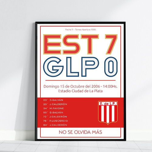 Cuadro 7 A 0 Deco Futbol Estudiantes De La Plata Regalo 1