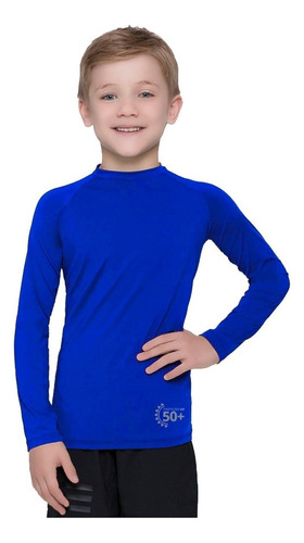 Camiseta Blusa Camisa Proteção Solar Uv 50 Infantil Azul 2a8