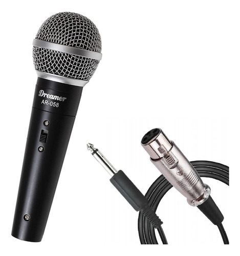 Microfone Profissional Dinâmico Dreamer Ar 058 C Cabo 
