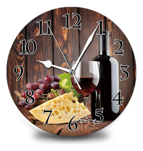 Erolrail Wine Champagne Grape Vintage Home - Reloj De Pared