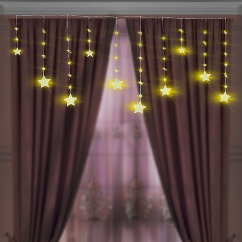 Serie Navideña Cascada De Estrellas Led Luz Cálida 3.5mts