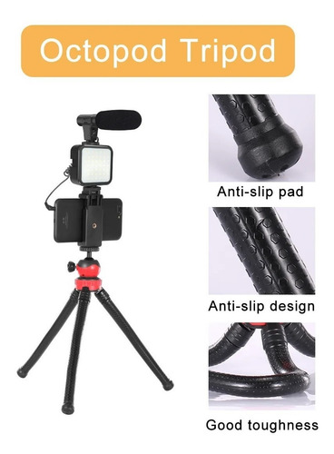 Kit De Video Para Transmisión Trípode Flexible Micrófono