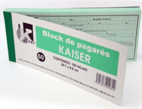 Block Pagare 1/3 De Carta - 100 Hojas (10 Pzas)