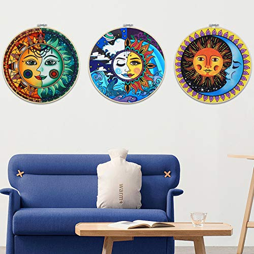 3 Piezas De Arte De Pared De Lienzo Trippy Sun And Moon...