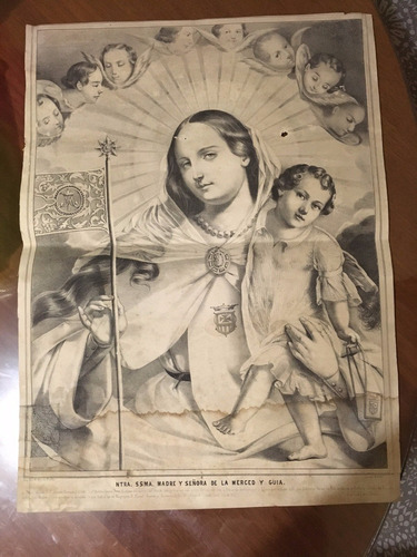 Litografia Virgen De La Merced.j.m. Macías Puebla 1852