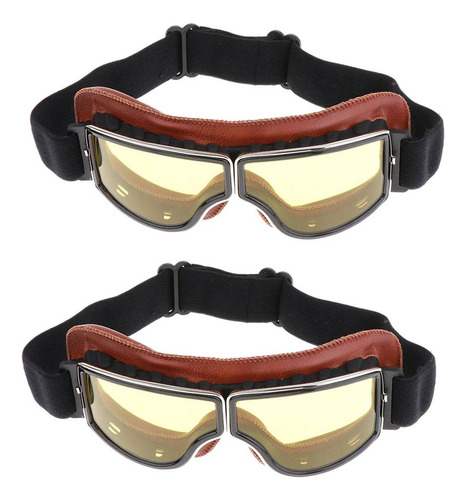 2 Gafas Retro Moto Glasse Para Casco