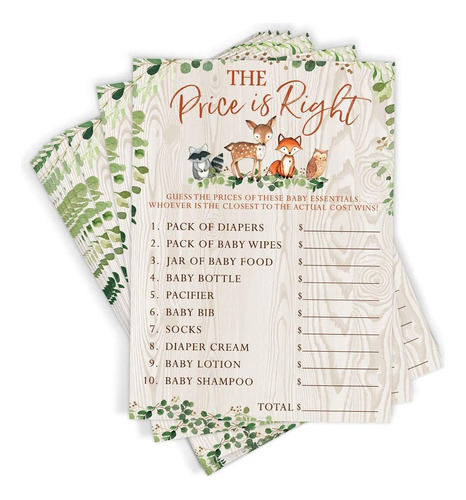 Juego De Baby Shower, The Price Is Right, Animales Del Bo