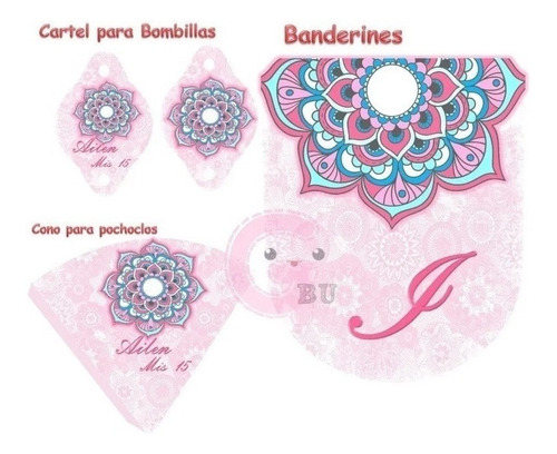 Kit Imprimible Mandalas Rosas Xv Amigas Mama Madre S91