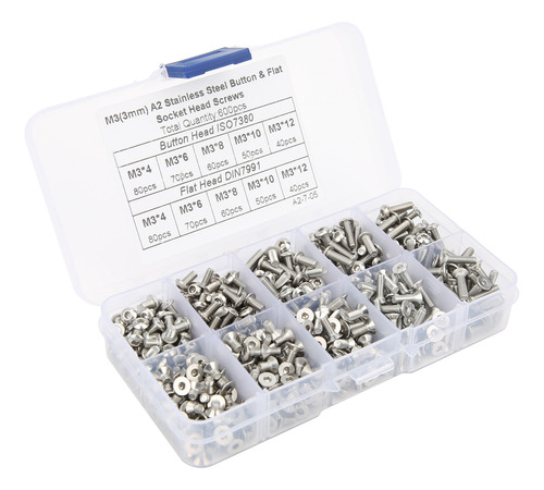 Juego De 600 Tornillos Hexagonales De Acero Inoxidable 304 C