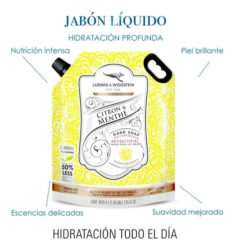 Jabón Líquido Para Manos Ludwig & Wiggstein Botanical Co 4 L