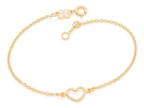 Pulseira Feminina Coração Vazado Brinco Perola 10mm Rommanel