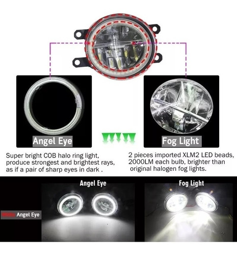 Faros Niebla Led Toyota Rav4 2018 2019 2020 Aro Angel Blanco