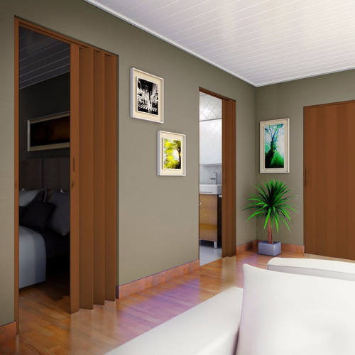 Porta Sanfonada Pvc Polifort 210cmx70cm Mogno Cwt Cor Madeira