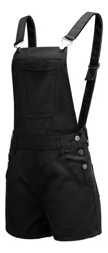Overol De Mezclila Mujer Short Moda Simple Multibolsillos