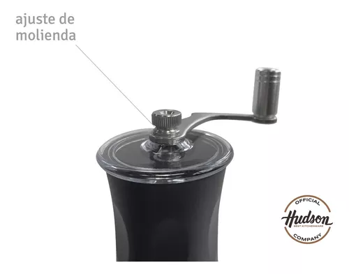 Molinillo Cafe Regulable Manual Negro Acero Vidrio Hudson